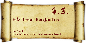 Hübner Benjamina névjegykártya
